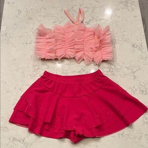 SHEIN Pink Ruffle Kids Matching Set